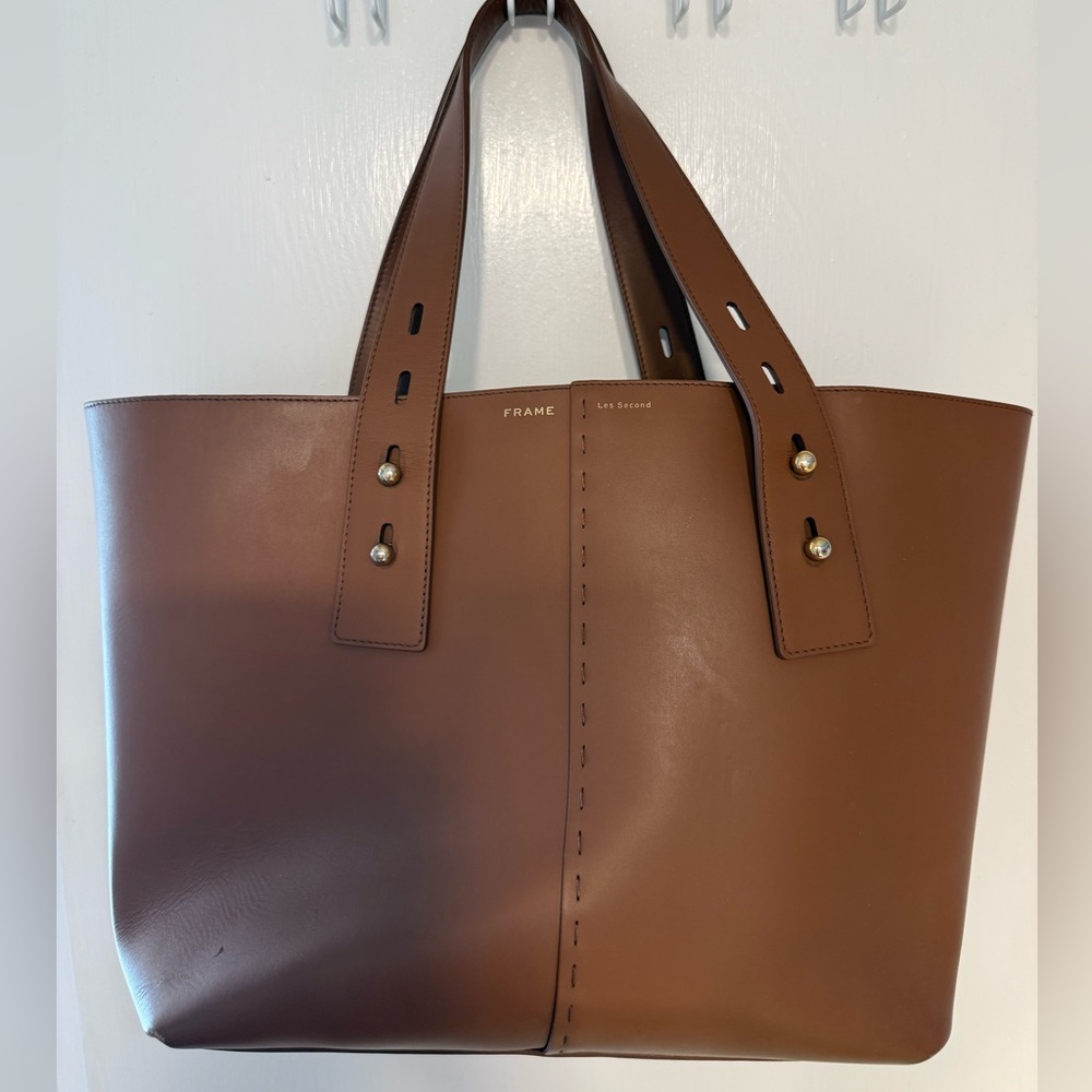Frame Le Second Brown Large Leather Tote Bag